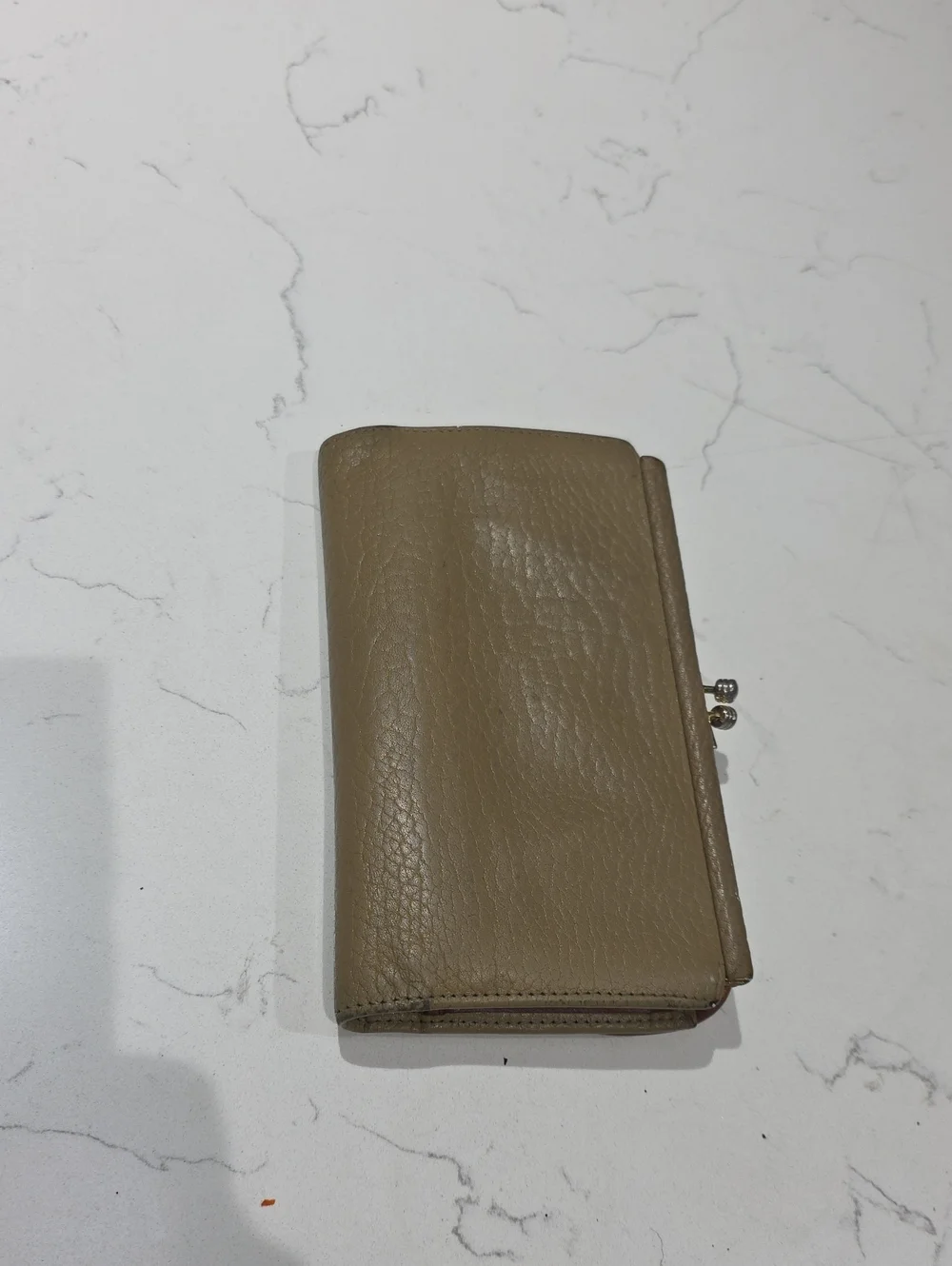 Dooney & Bourk Vintage Two-Tone Leather Clutch Wallet - Taupe and Chestnut